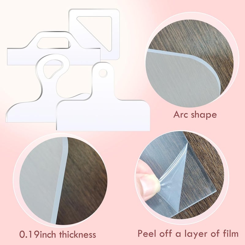 LYMOI Router Templates, 4pcs Acrylic Charcuterie Board Handle Template, Clear Cut Board Thick Handle Template, Angled Curvy Tracing Stencils Cut Guide Tools for Kitchen Woodworking.(Style 3) - Image 4